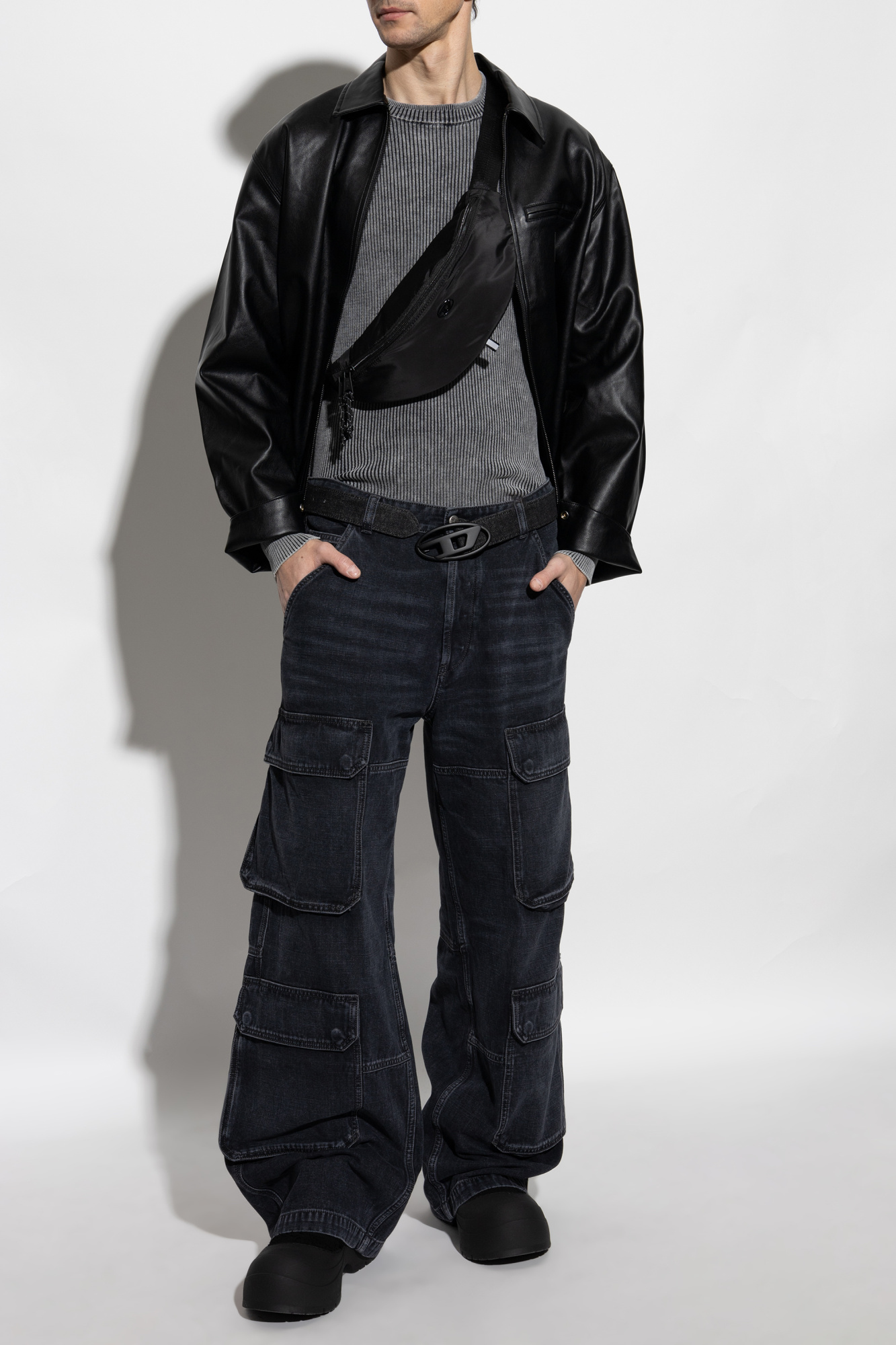 美品9090 Tech Nylon Pullover Charcoal Gray 9090 テックナイロン プルオーバー 